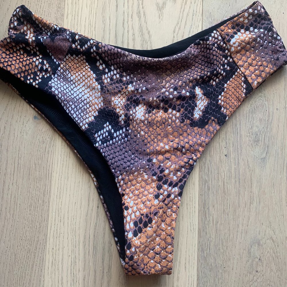 Brown Snakeskin Pattern Bikini Bottoms